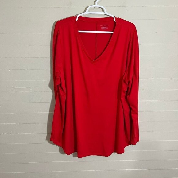 Lane Bryant Red V Neck Tunic SZ 22 / 24 - Picture 2 of 7